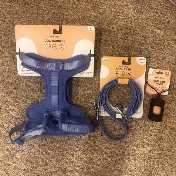 Wild One Moonstone Blue Large Dog Harness, Leash, and poop bag. Brand New - Picture 1 of 7
